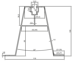 Mostek trapezowy H-100 L-330 mm z taśmą EPDM