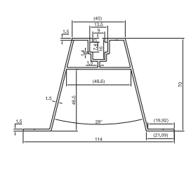 Mostek trapezowy H-70 L-330 mm z taśmą EPDM